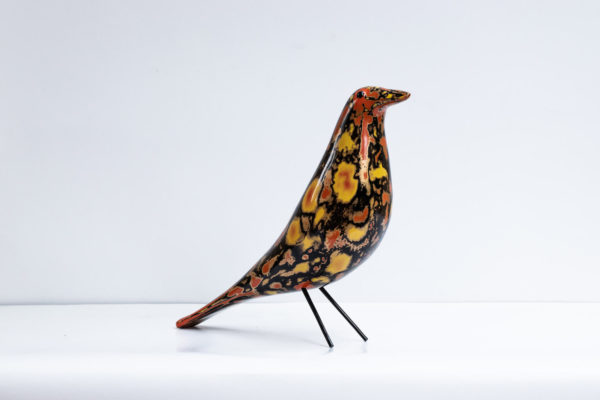 Lacquer papier mache art work bird: The Manakin Bird