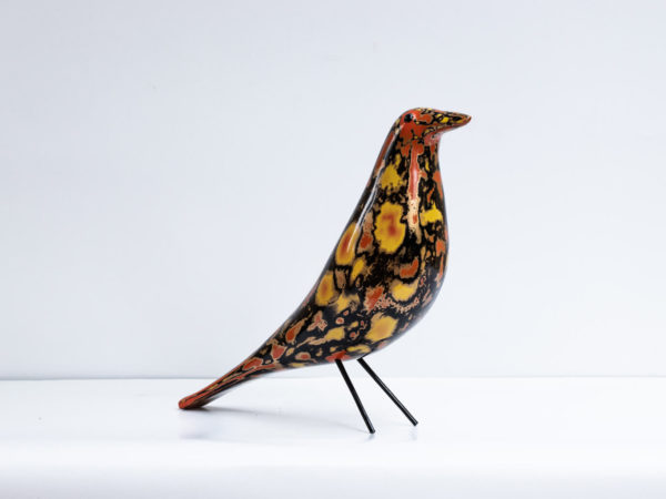 Lacquer papier mache art work bird: The Manakin Bird