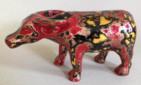 An Exclusive Lacquered Art Deco Sculpture from Papier Mache: The Devine Buffalo