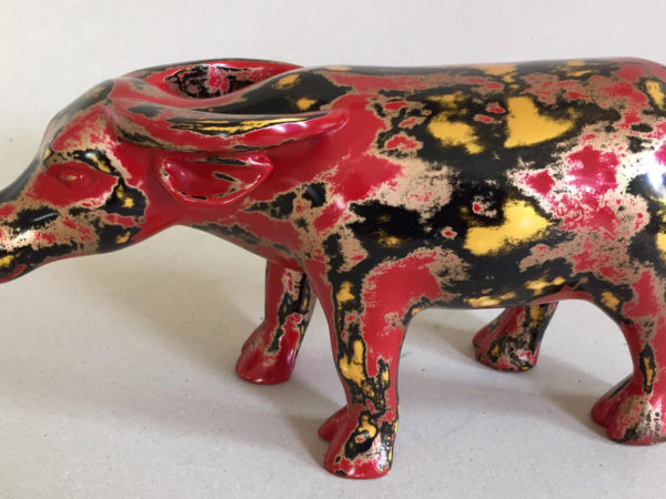 An Exclusive Lacquered Art Deco Sculpture from Papier Mache: The Devine Buffalo