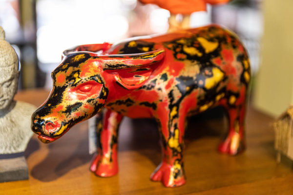 An Exclusive Lacquered Art Deco Sculpture from Papier Mache: The Devine Buffalo