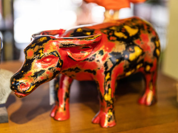 An Exclusive Lacquered Art Deco Sculpture from Papier Mache: The Devine Buffalo