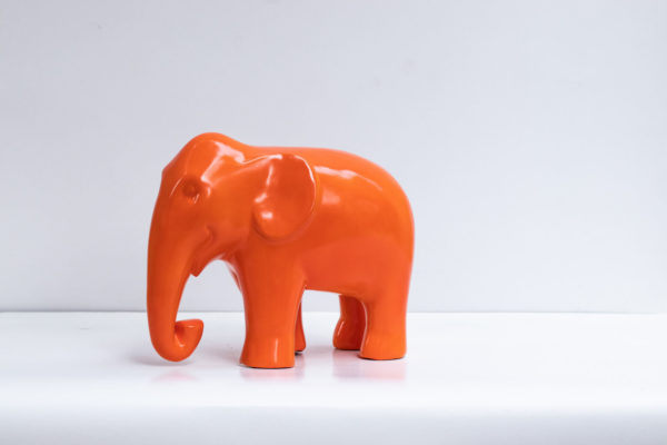 A beautiful eco friendly papier mache art: Orange Elephant