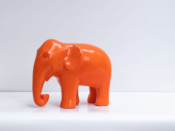 A beautiful eco friendly papier mache art: Orange Elephant