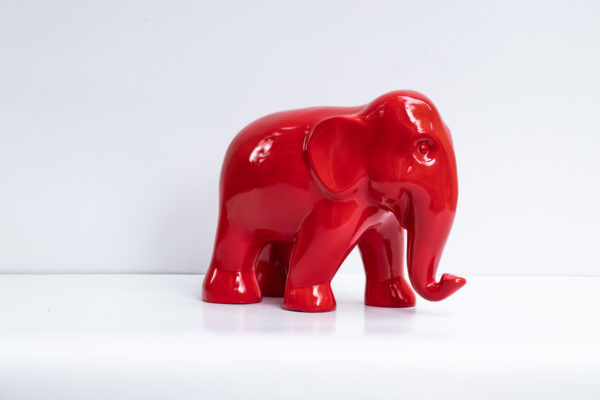 sustainable papier mache art deco sculpture- The Welcoming Red Elephant