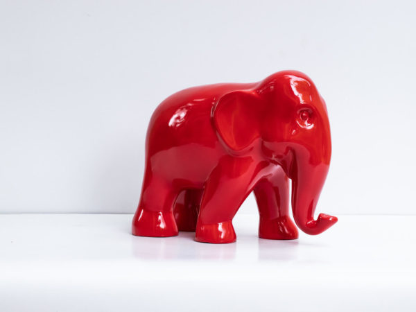 sustainable papier mache art deco sculpture- The Welcoming Red Elephant