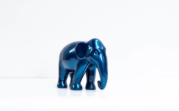 The Radiant Blue Baby Elephant An eco-friendly art deco sculpture from papier mache