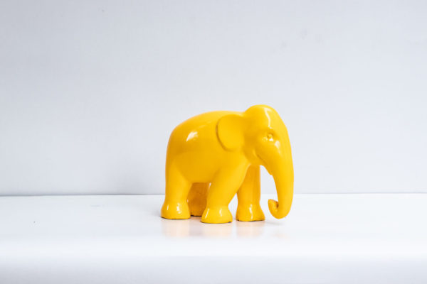 A luxury papier mache art sculpture, 100% sustainable and chic- The Radiant Yellow Elephant