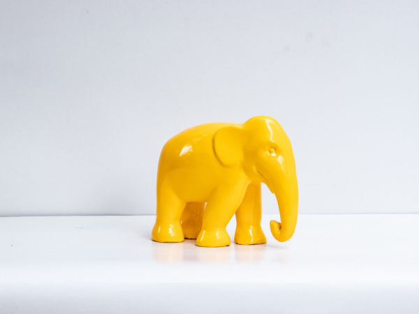 A luxury papier mache art sculpture, 100% sustainable and chic- The Radiant Yellow Elephant