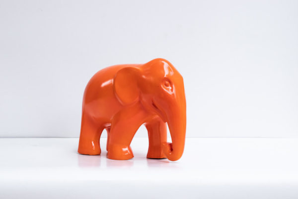 A beautiful eco friendly papier mache art: Orange Elephant
