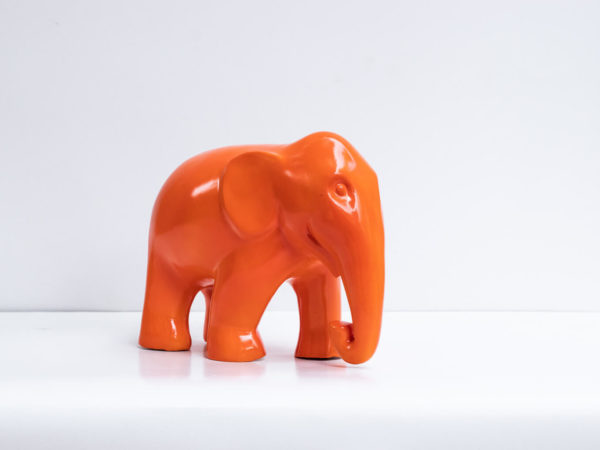 A beautiful eco friendly papier mache art: Orange Elephant