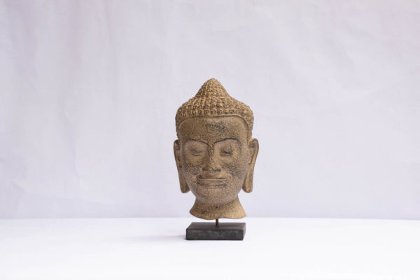 The Buddha Head: patina art in papier-mâché